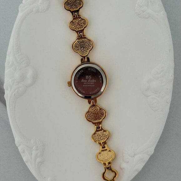 Sku0233 Retro Gold Blue Women Floral Watch Bracelet Stainless steel + gift bag main image 7